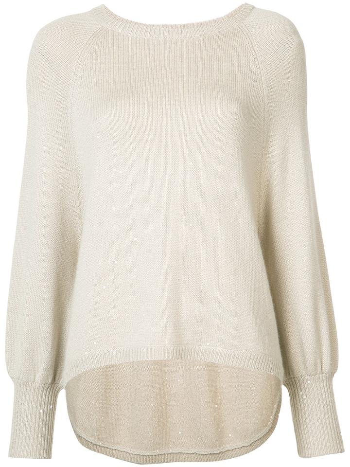Brunello Cucinelli - Crew Neck Jumper - Women - Silk/cashmere - Xs, Nude/neutrals, Silk/cashmere