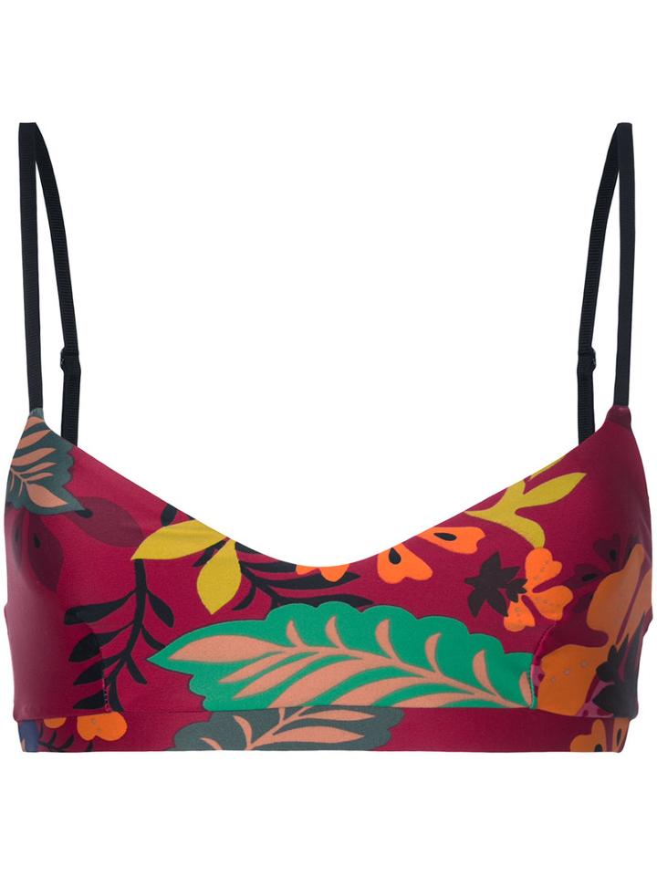 The Upside - Floral Print Bralette Top - Women - Polyamide - Xs, Red, Polyamide