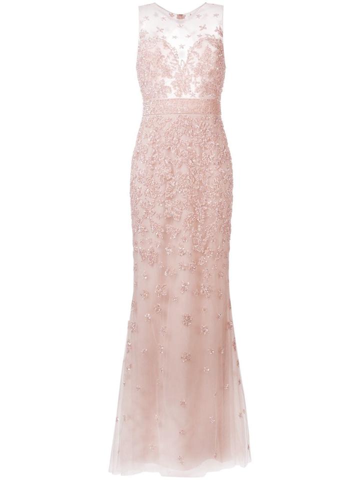 Zuhair Murad Sequin Embroidered Long Dress - Pink