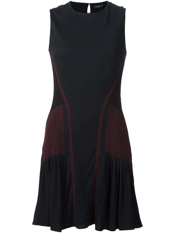 Atlein Contrast Stitching Ruffled Dress, Women's, Size: 36, Black, Viscose/cotton/polyamide