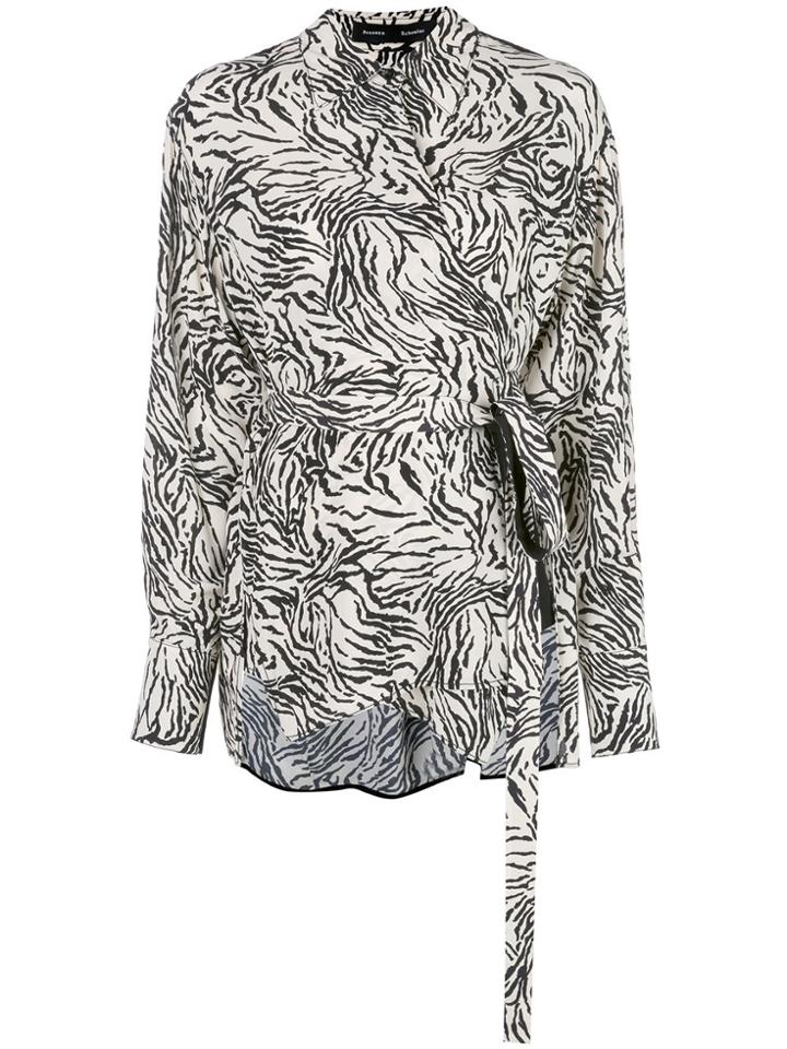 Proenza Schouler Zebra Print Tie Waist Blouse - White