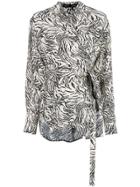 Proenza Schouler Zebra Print Tie Waist Blouse - White