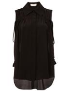 Chloé Drawstring Sleeveless Blouse, Women's, Size: 40, Black, Silk