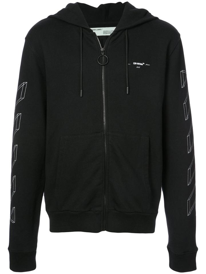 Off-white Zip Front Hoodie - Black