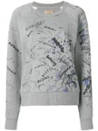 Burberry Logo Writing Print Sweater - Grey