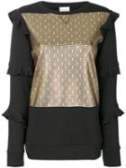 Red Valentino - Ruffled Panelled Sweatshirt - Women - Cotton/polyamide - S, Black, Cotton/polyamide