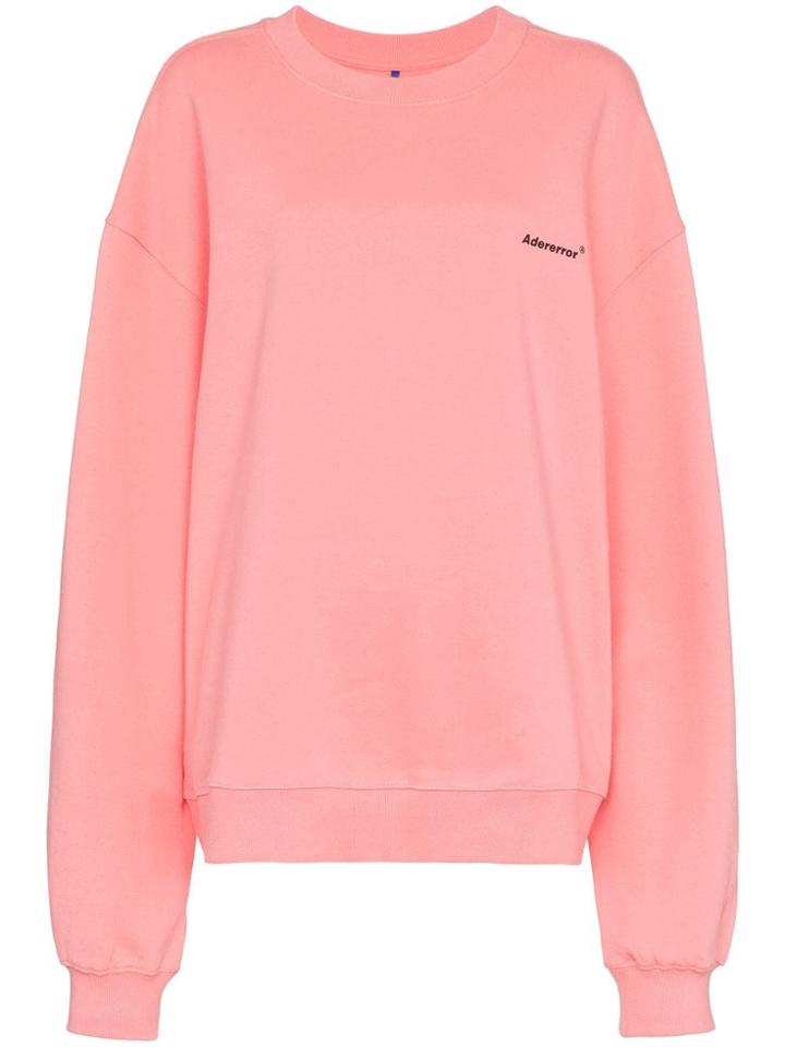 Ader Error Embroidered Cotton Jumper - Pink & Purple