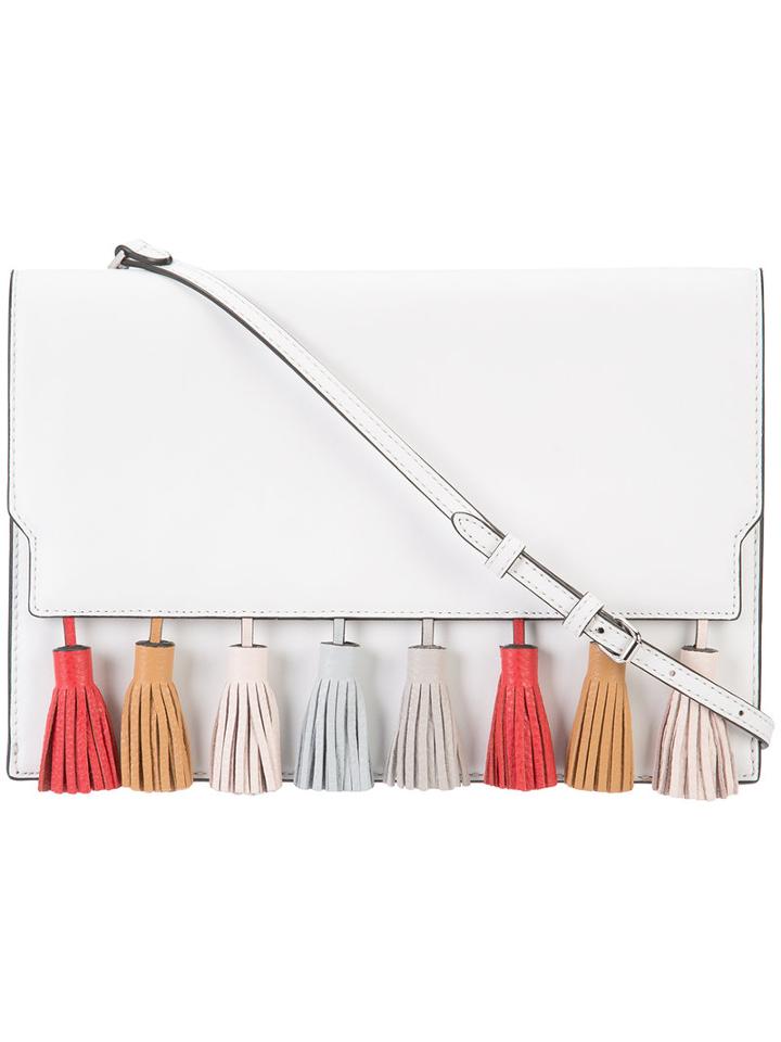 Rebecca Minkoff Tassel Hem Clutch Bag, Women's, White, Leather