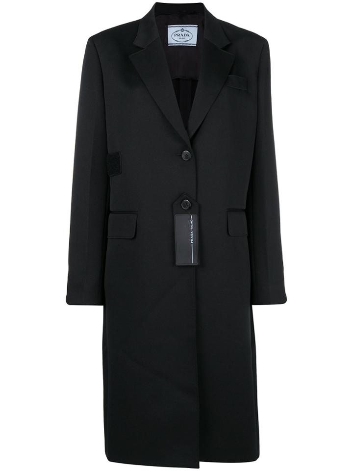 Prada Single Breasted Midi Coat - Black