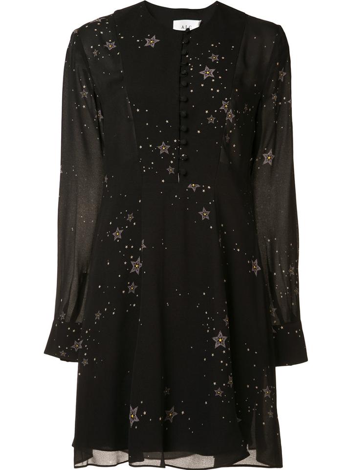 A.l.c. Stars Print Dress, Women's, Size: 6, Black, Polyester/silk