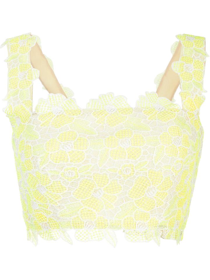 Monique Lhuillier Lace Cropped Top, Women's, Size: 8, Yellow/orange, Polyester