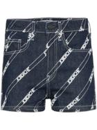 Jordache High Rise Logo Print Denim Shorts - Blue