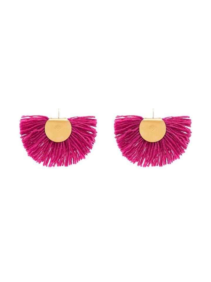 Katerina Makriyianni Wool Fan Earrings - Pink