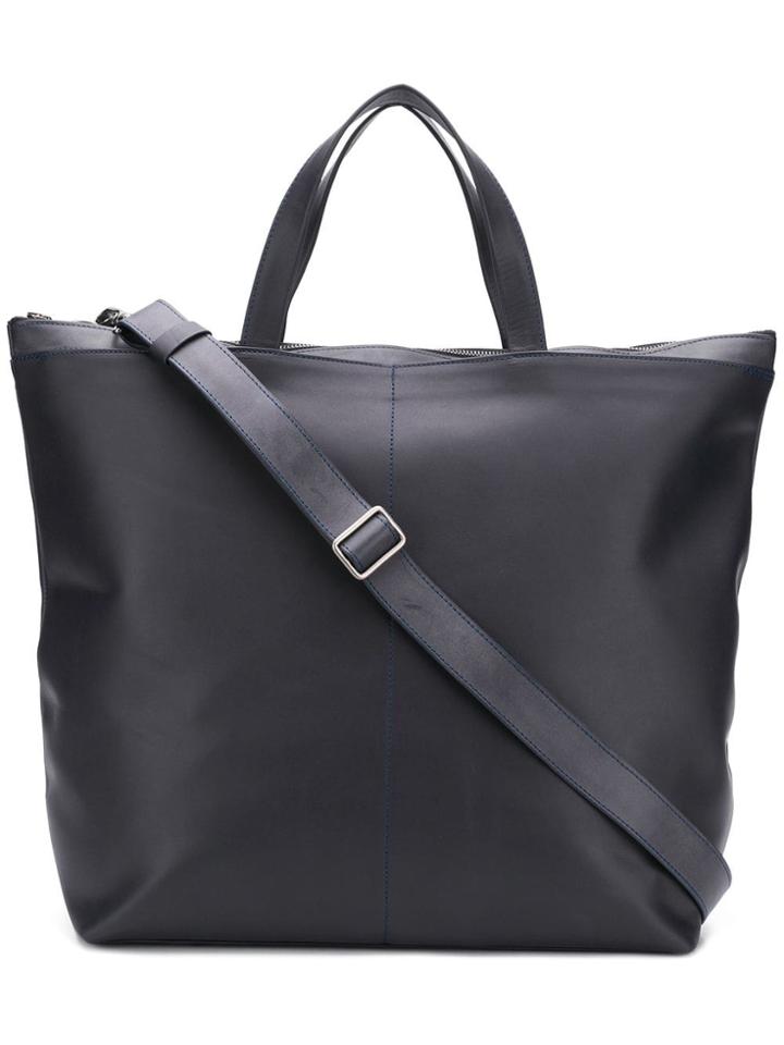 Isaac Reina Leather Pilot Tote - Blue