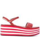 Prada Vintage Striped Platform Sandals - Red