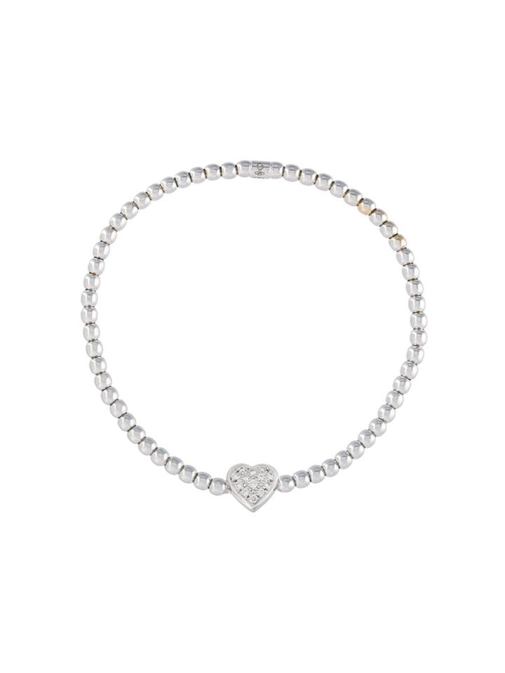 Monan Diamond Heart Beaded Bracelet - Metallic