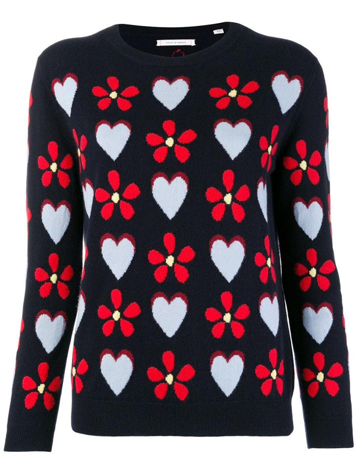 Chinti & Parker Flower Heart Sweater - Blue