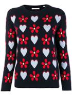 Chinti & Parker Flower Heart Sweater - Blue