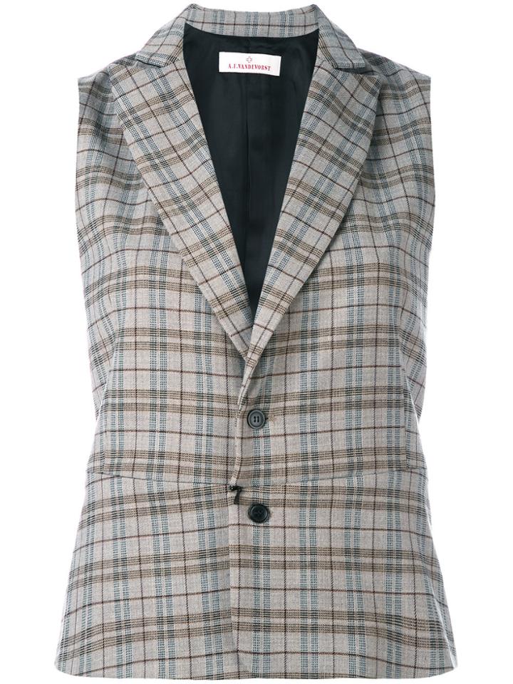 A.f.vandevorst Checked Sleeveless Blazer - Nude & Neutrals
