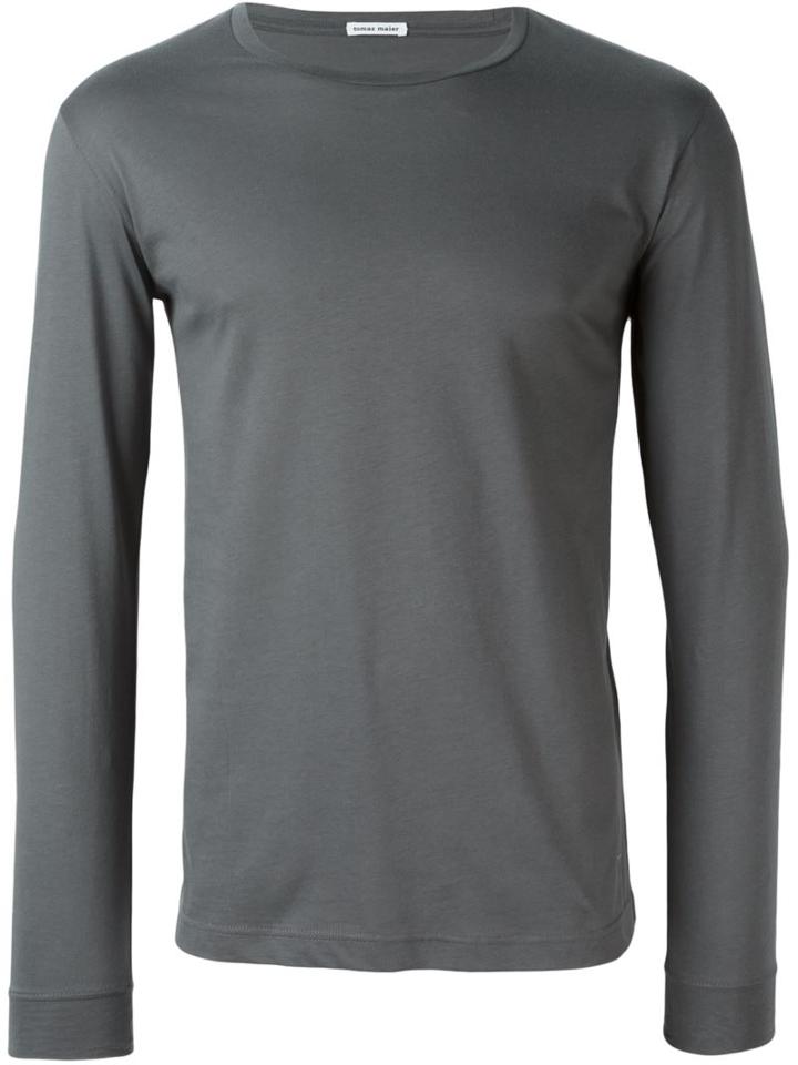 Tomas Maier Long Sleeved T-shirt, Men's, Size: Small, Grey, Cotton