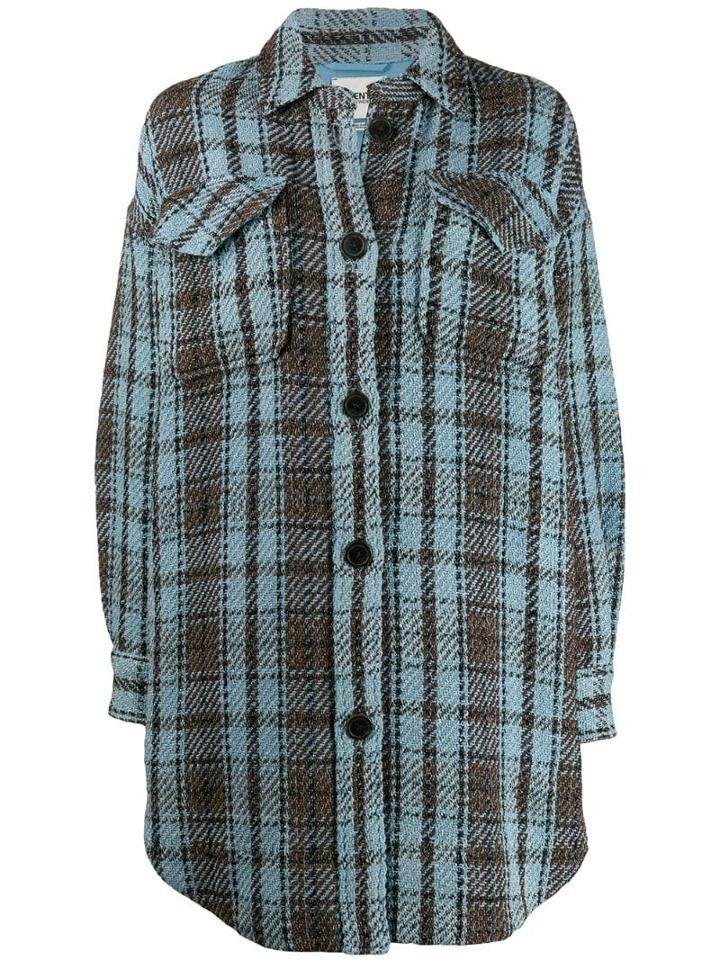 Essentiel Antwerp Checked Shirt Coat - Blue