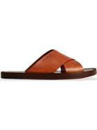 Burberry Contrast Detail Leather Sandals - Brown