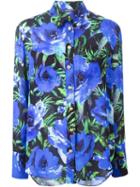 Balmain Floral Print Shirt, Women's, Size: 38, Black, Silk