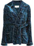 Maison Margiela Belted Embroidered Jacket - Blue