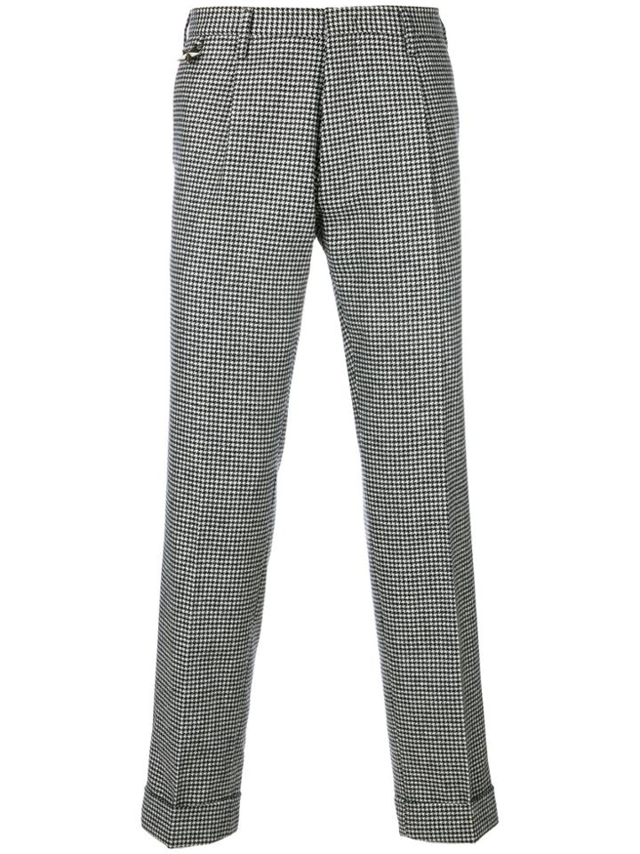 Pt01 Cropped Houndstooth Trousers - Black