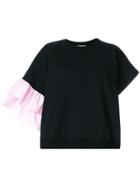 Msgm Asymmetric Frill Sleeve Sweatshirt - Black