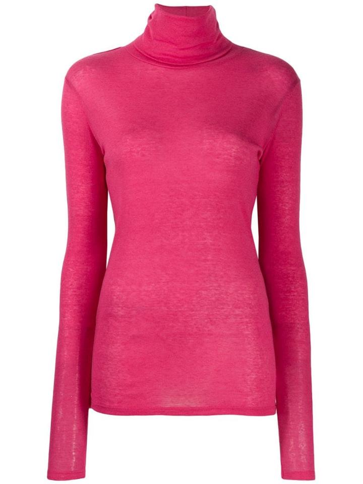 Closed Roll Neck Sweatshirt - Pink