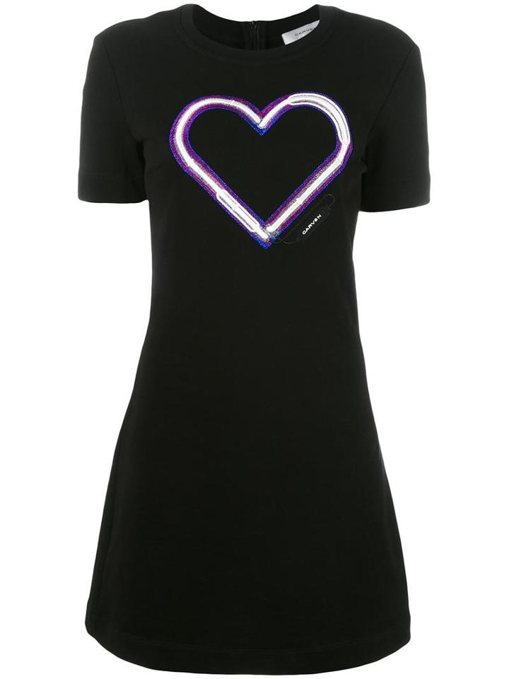 Carven Heart Print T-shirt Dress, Women's, Size: Medium, Black, Cotton