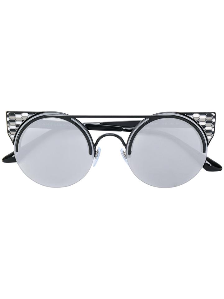 Bulgari Enamelled Round Sunglasses - Black