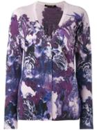 Roberto Cavalli Floral Print Cardigan, Women's, Size: 48, Pink/purple, Silk/cashmere/wool