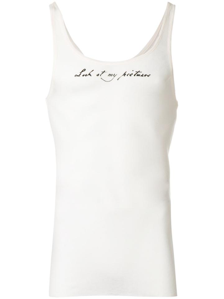 Ann Demeulemeester Sheer Slogan Tank Top - White