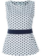 Diane Von Furstenberg Peace Palm Pattern Contrast Waist Peplum Tank