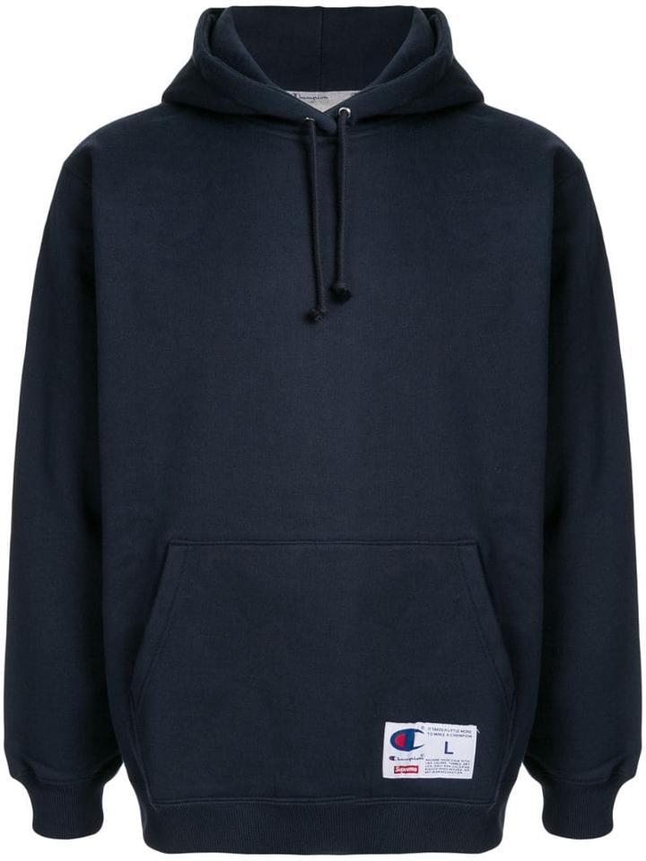 Palace X Champion Outline Hoodie - Blue