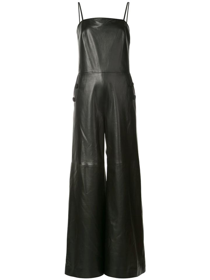 Hellessy - Flared Jumpsuit - Women - Silk/lamb Skin - 6, Black, Silk/lamb Skin