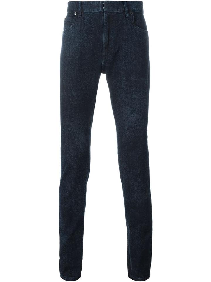 Maison Margiela Flecked Skinny Jeans, Men's, Size: 34, Blue, Cotton/spandex/elastane