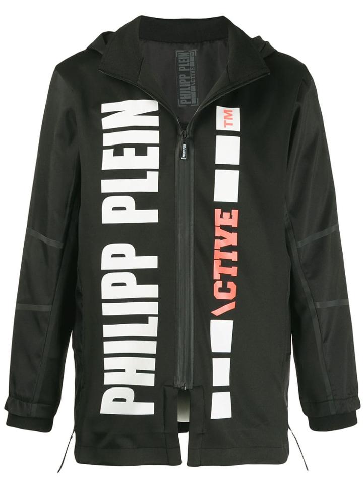 Philipp Plein Logo Print Hooded Jacket - Black