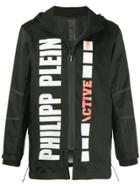 Philipp Plein Logo Print Hooded Jacket - Black