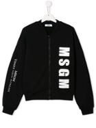 Msgm Kids Teen Logo Zipped Sweatshirt - Black