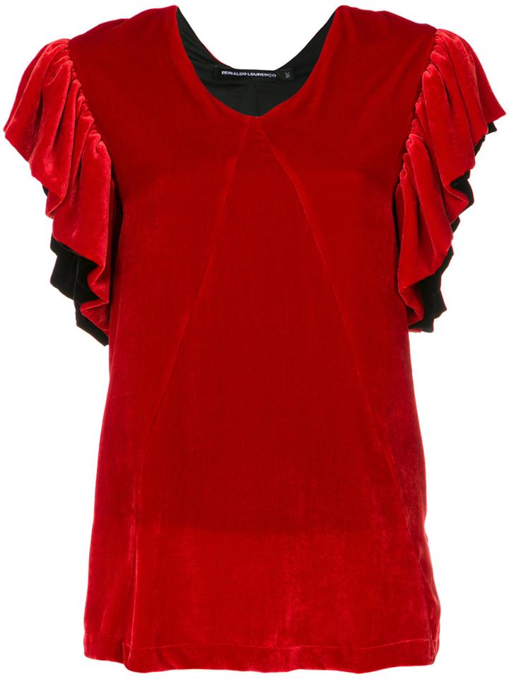 Reinaldo Lourenço Ruffled Velvet Blouse - Red