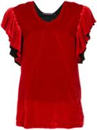 Reinaldo Lourenço Ruffled Velvet Blouse - Red