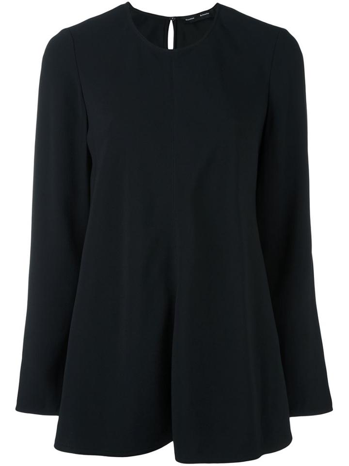 Proenza Schouler Longsleeved Flared Blouse, Women's, Size: 10, Black, Acetate/viscose