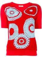 Nina Ricci Shortsleeved Crochet Jumper - Red