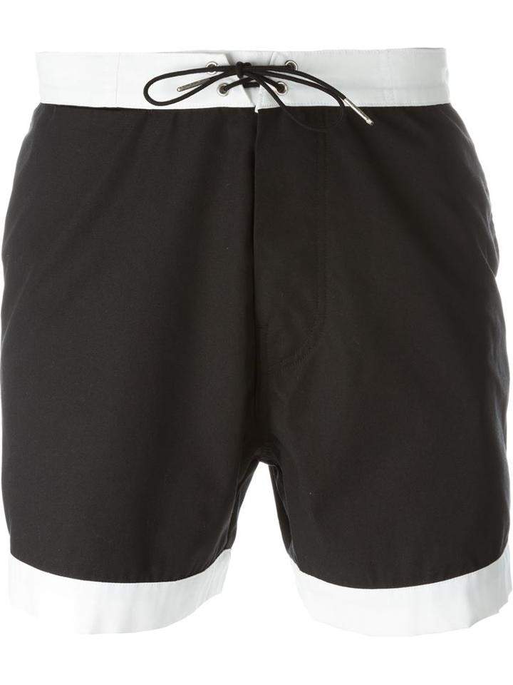 Saint Laurent Contrast Detail Swim Shorts, Men's, Size: 33, Black, Cotton/polyester