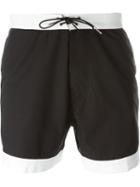 Saint Laurent Contrast Detail Swim Shorts, Men's, Size: 33, Black, Cotton/polyester