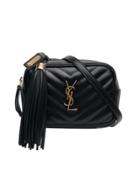 Saint Laurent Quilted Logo Detail Leather Belt Bag - Black