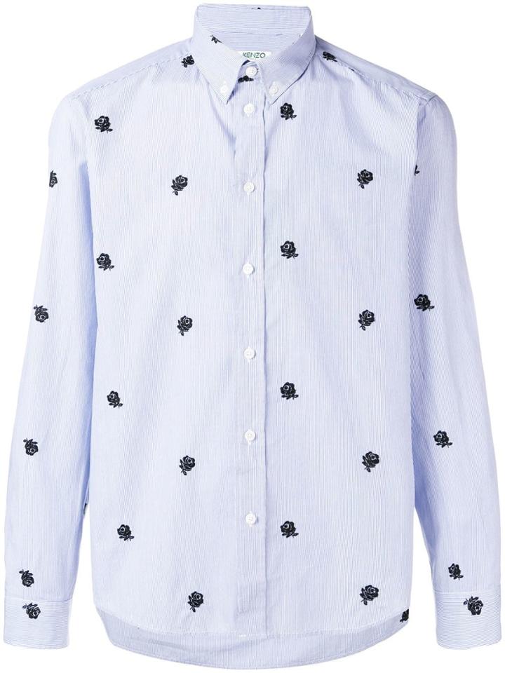 Kenzo Floral Embroidered Shirt - Blue